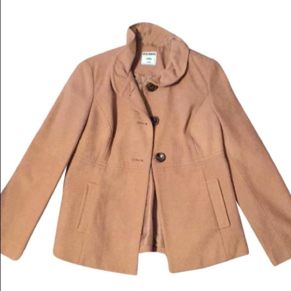 Old Navy Ruffle Collar wool Pea Coat *BLACK*
